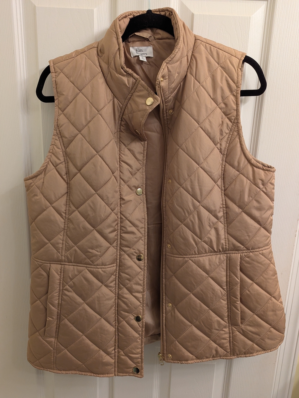 Kim Rogers Quilted Light Brown/Tan Collar Vest